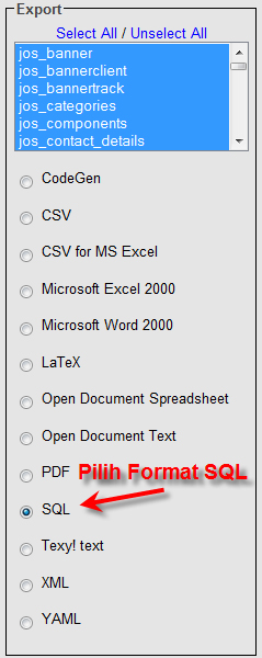 dtbs3 Export Database Lokal ke Database Server Hosting