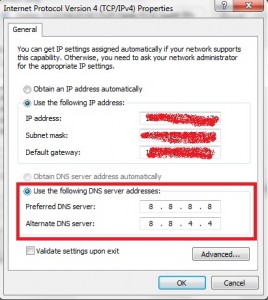 Menggunakan OpenDNS/GoogleDNS/Nawala