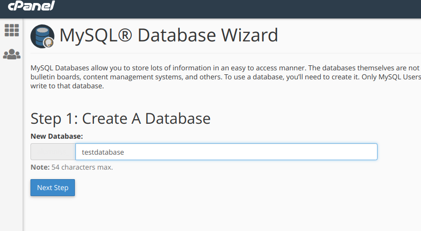 menu mysql database wizard