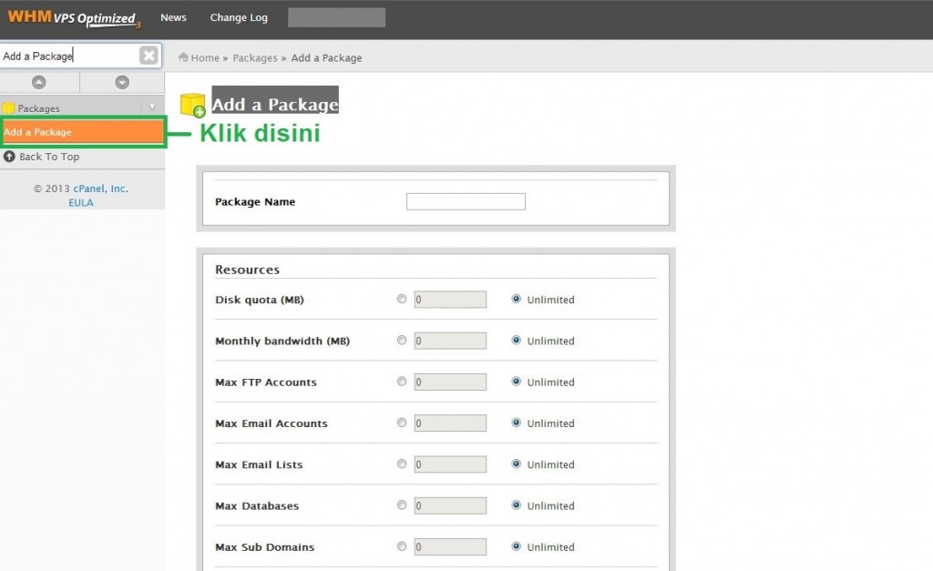 Cara membuat paket hosting dan membuat akun hosting di WHM Server Capture - Cara membuat paket hosting dan membuat akun hosting di WHM Server