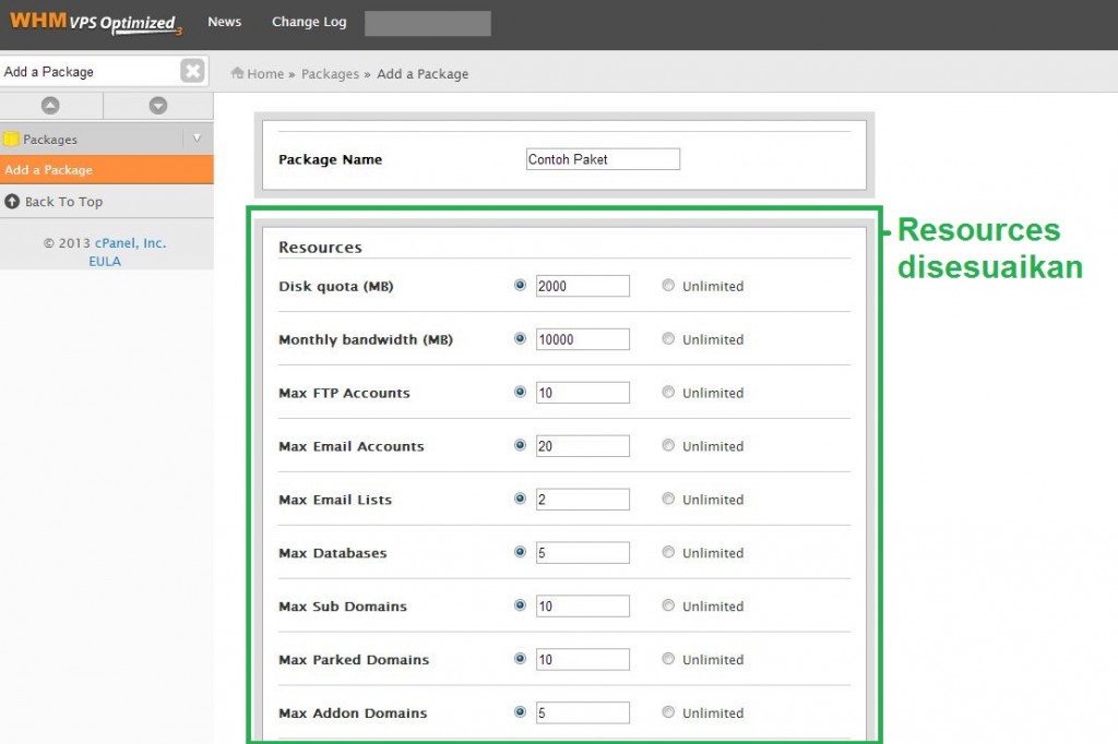 Cara membuat paket hosting dan membuat akun hosting di WHM Server Capture2 - Cara membuat paket hosting dan membuat akun hosting di WHM Server