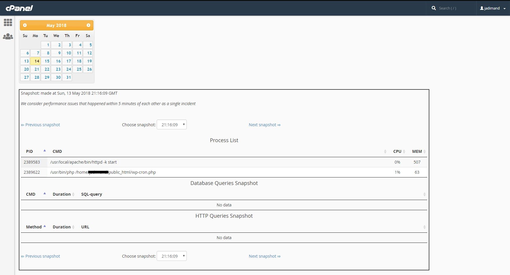 cara cek load resource di cPanel