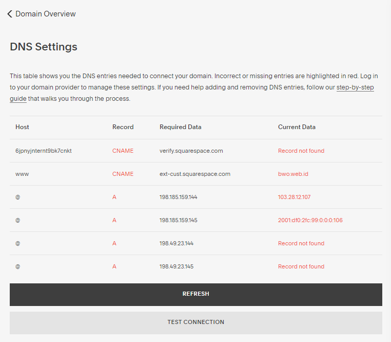 menghubungkan domain ke squarespace