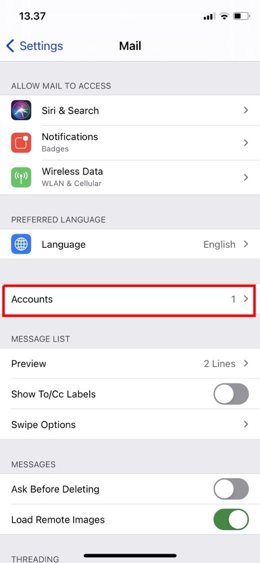 cara setting email di iphone
