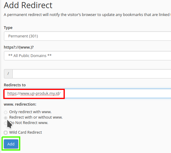 Add redirect domain