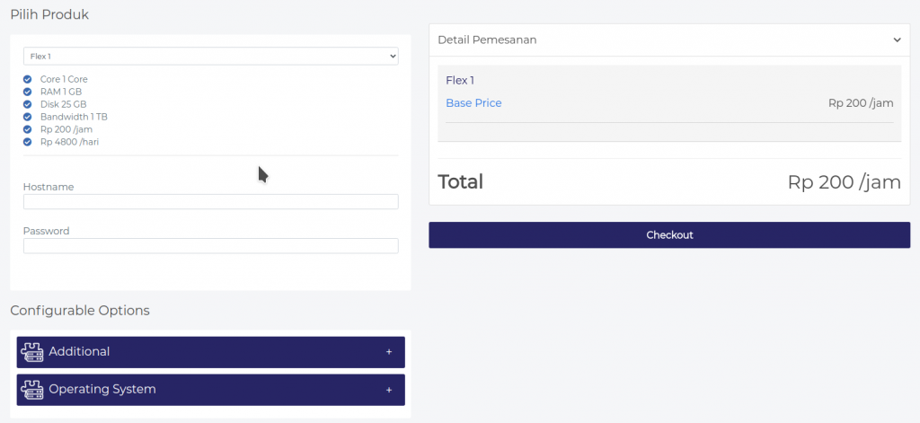 Pilih produk hosting di qwords