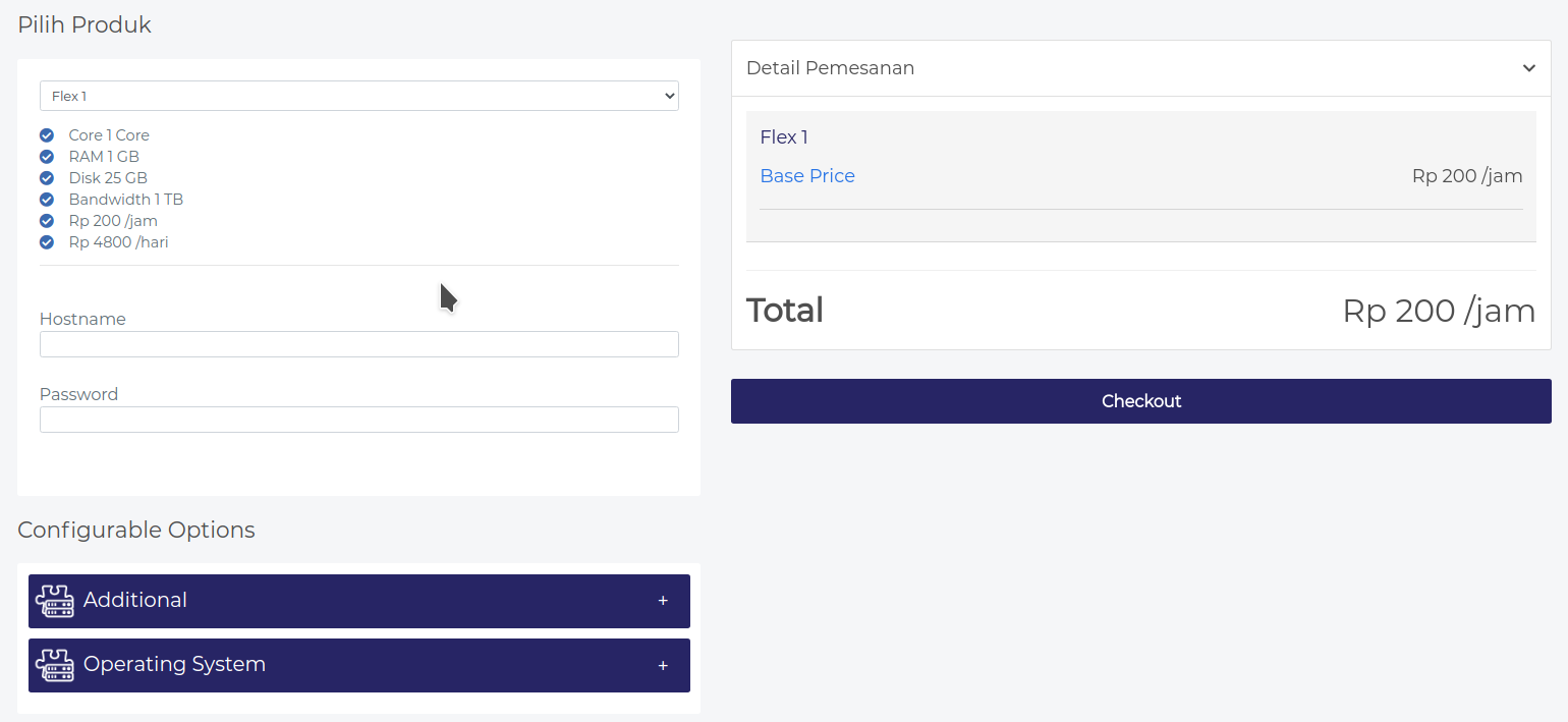 cara memesan dan menonaktifkan layanan fleksibel vps
