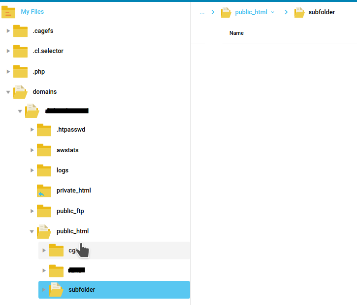 subfolder directadmin