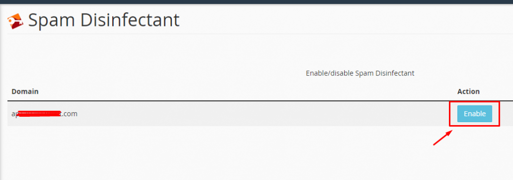 Klik Enable untuk mengaktifkan fitur Spam Disifectant