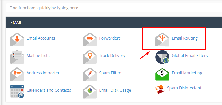Pilih menu Email Routing