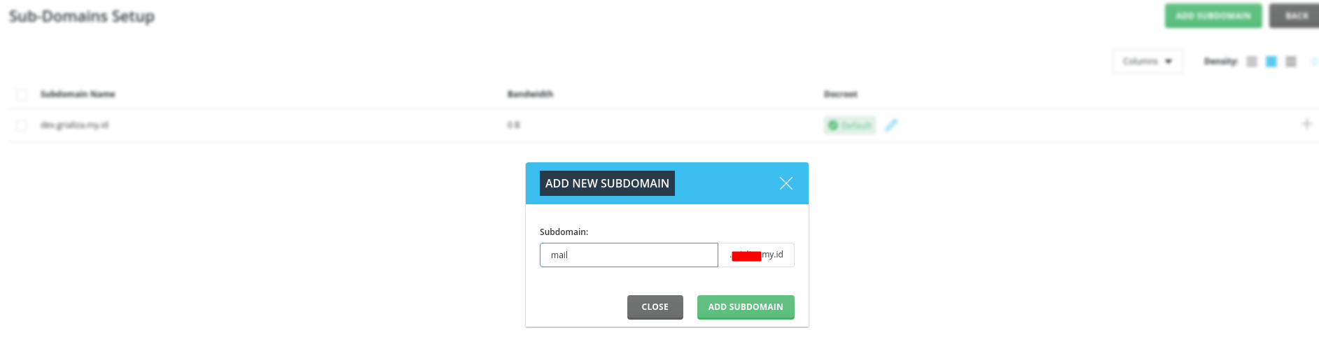 subdomain di directadmin
