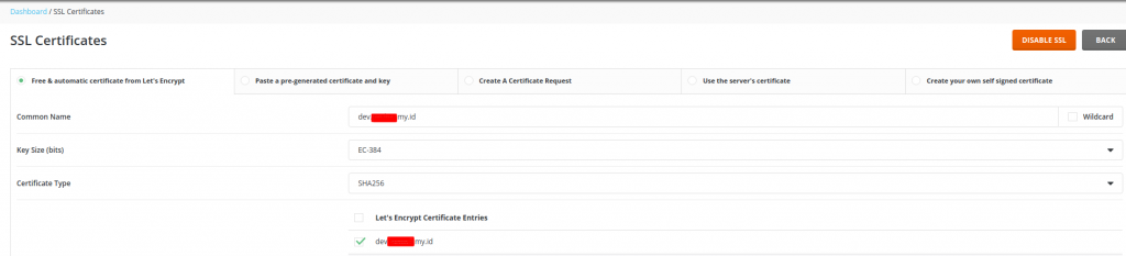 pilih nama subdomain