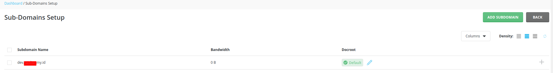 cara membuat subdomain di directadmin