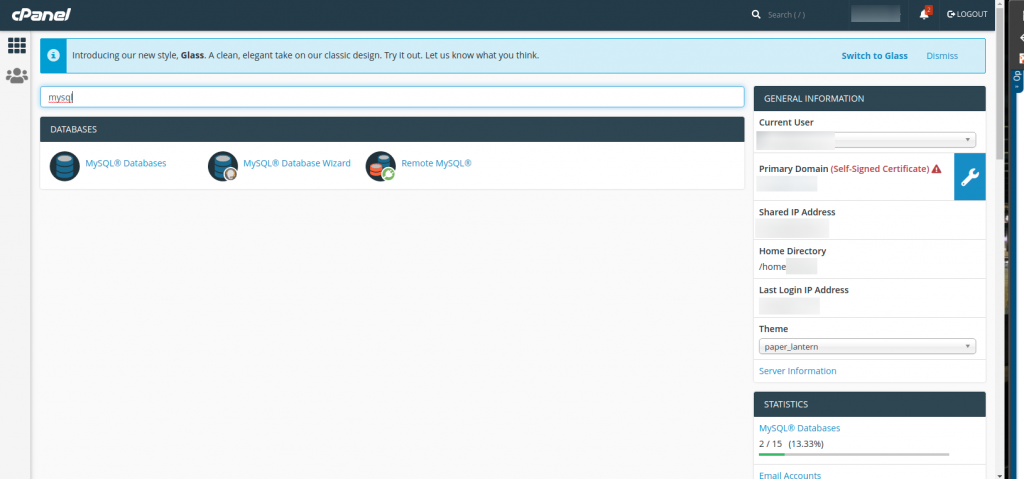menu cpanel