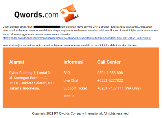 cara migrasi layanan antar akun di Portal Qwords