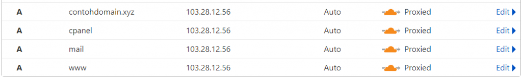 A record sudah pakai IP server baru