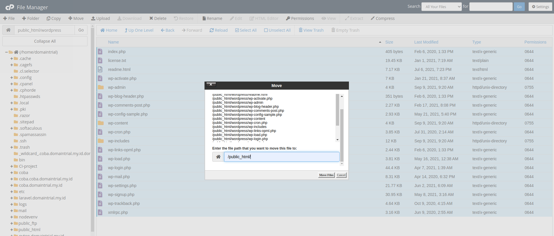 cara memindahkan wordpress dari /wordpress ke public_html