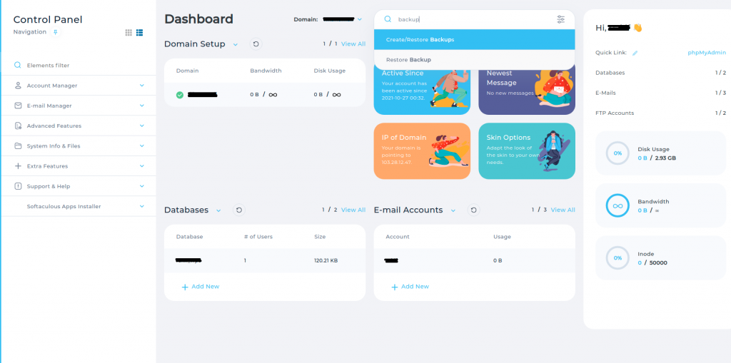 create restore directadmin