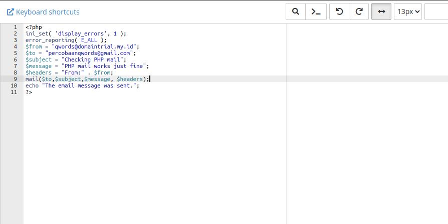 membuat script test mail