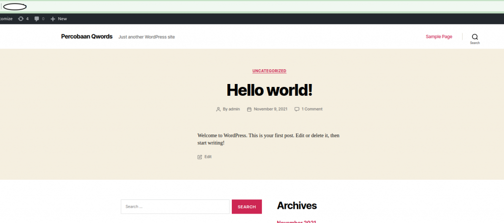 berhasil install wordpress