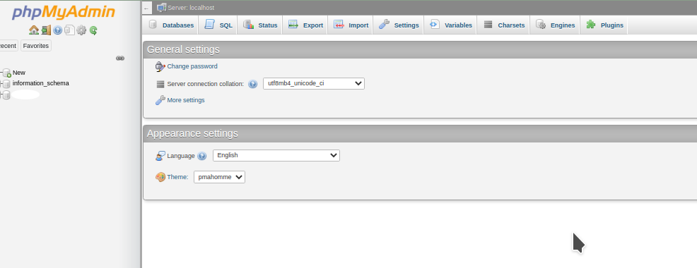 dashboard phpmyadmin
