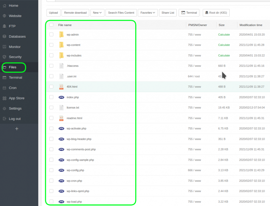 files website aapanel