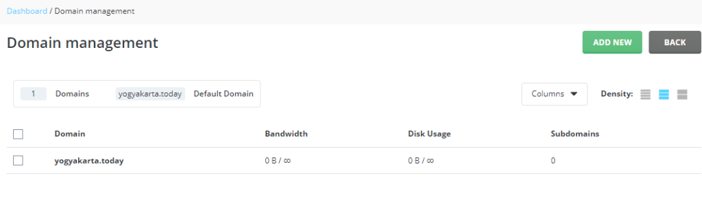 menu domain management