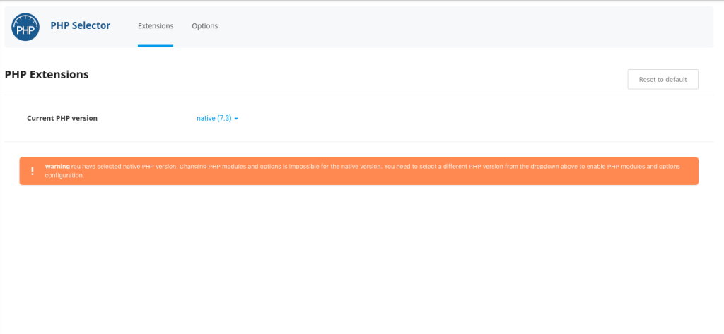 PHP version selector
