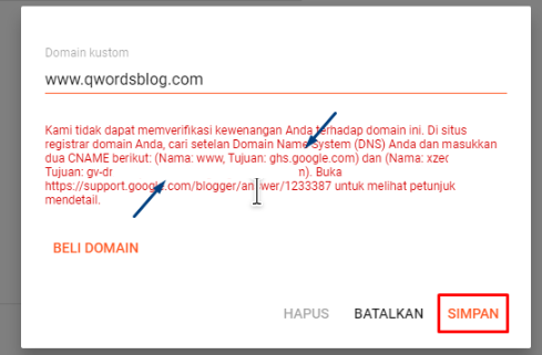 cara custom domain blogspot