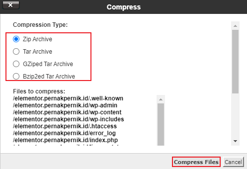 cara backup WordPress di cPanel