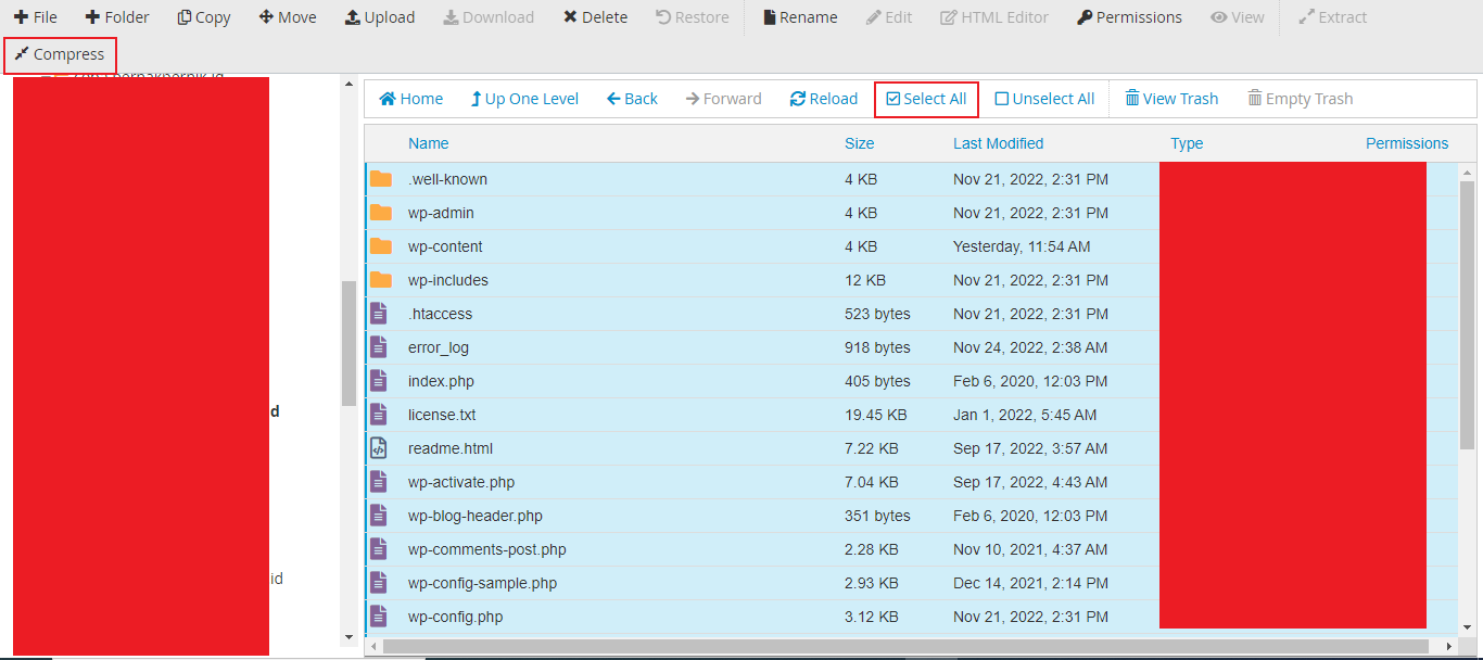 cara backup WordPress di cPanel