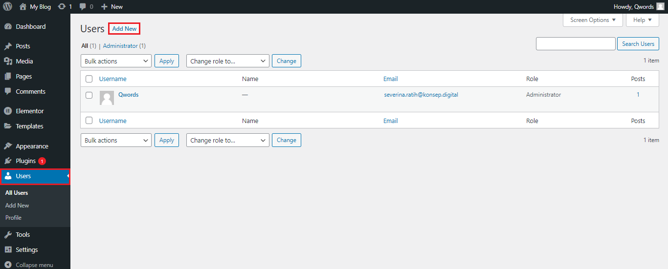 cara membuat user di wordpress