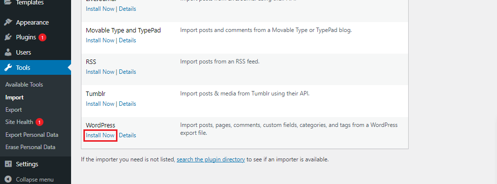 cara import dan export wordpress