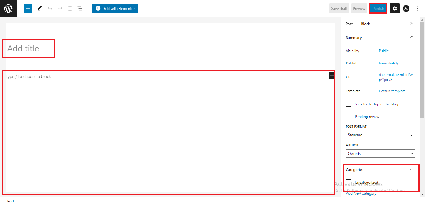 cara membuat postingan di wordpress