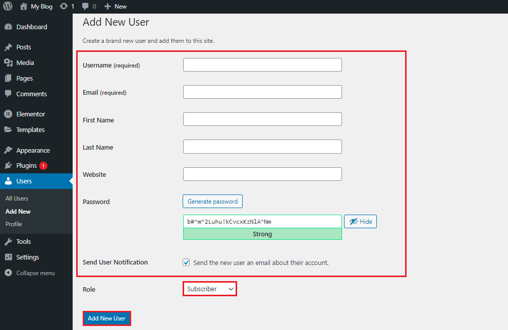 cara membuat user di wordpress