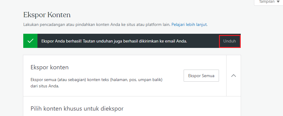 cara import dan export wordpress